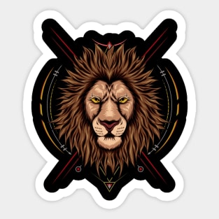 King lion illustration with sacred symbol Sticker